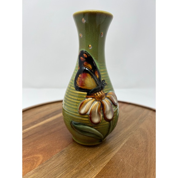 Other - Green Ceramic Butterfly Flower Bud Vase Tabletop Accent Decor